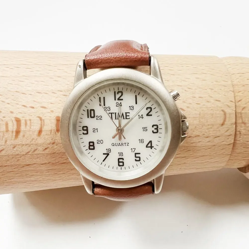 Retro Time magazine wristwatch light brown band